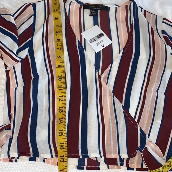 Forever 21 Contemporary Woven Top Open Front striped Multicolored Top Size M - Picture 6 of 11